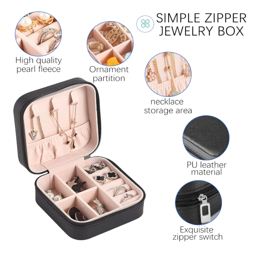 Leather Jewellery Organizer Box with Premium Zipper