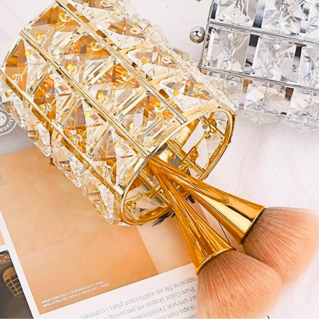 Luxury Metal Crystal Round Makeup Brush Holder